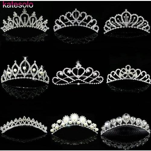 Hot Sale New Cute Girls tiara crown Wedding Jewelry Bridal Flower princess crystal rhinestone Tiara Headband Accessories Prom