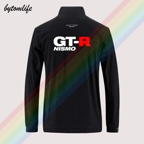 GTR Nismo Nissan Logo Car Racing Racer JDM Mens Street Windbreaker Zipper Thin Jacket Casual Back Printing Jacket Asian Size