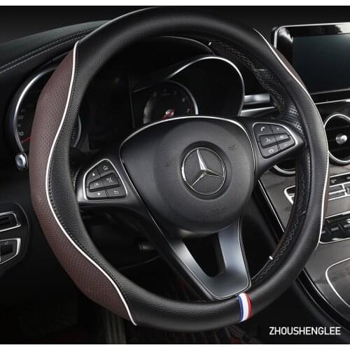 ZHOUSHENGLEE Microfiber Leather Car Steering Wheel Cover For Mercedes Benz W204 W205 W210 W211 W212 W203 W176 CLA GLA SLC