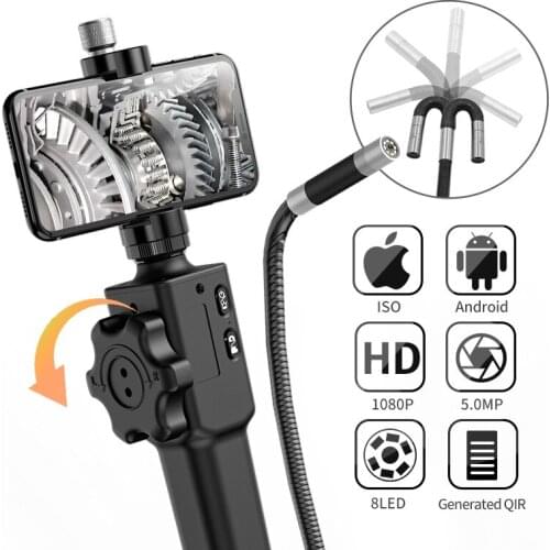 Multifunctional Steering Endoscope Camera Two-Way Articulating Borescope Videoscope Inspection Camera with 8.5mm/5.5mm Endoscope