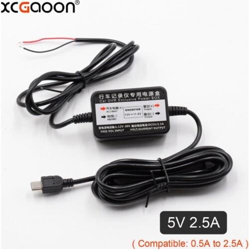 XCGaoon 10 Piece Car DC Converter Module Input 12V 24V Ouput 5V 2.5A With mini USB Cable 3.1m (Straight) Low Voltage Protection