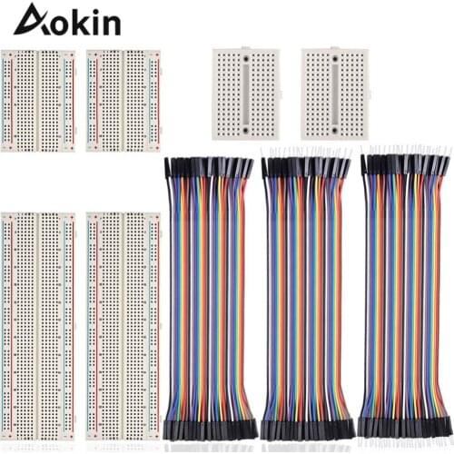6 Pieces Breadboards Kit with 120 Pieces 20cm Jumper Wires Male Female Male for Arduino Raspberry Pi