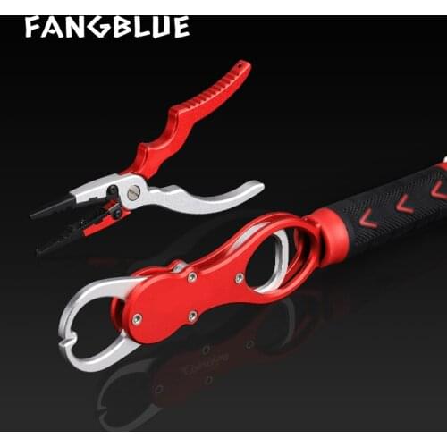Fishing Grip Fishing Pliers Set with Scale Carp Fishing Accessories CNC Hook Remover Sheath Retractable Rope Control Fish Clamp