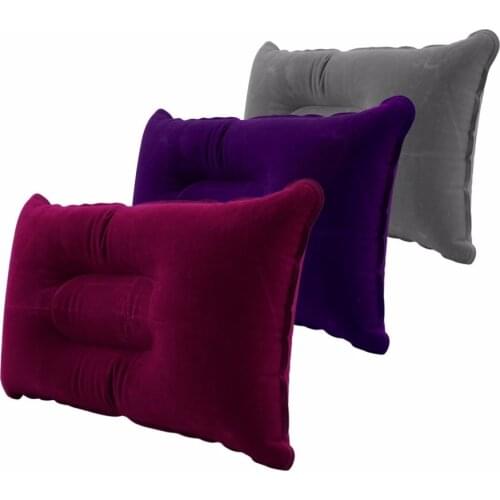 Portable Outdoor Air Inflatable Pillows Double Sided Flocking Cushion Travel Plane Hotel Sleep Camping Hiking Worldwide Hot Sale