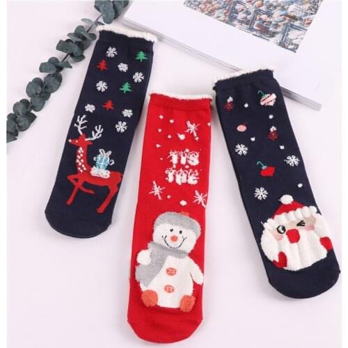 Women Socks Winter Warm Christmas Gifts Stereo Socks Cotton Cute Santa Claus Deer Socks Xmas Christmas Socks Gift for girls