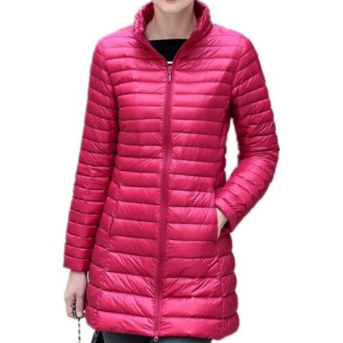New Autumn Winter Fashion Slim Long Down Coat Women Ultra Light 90% White Duck Down Jacket Women Windproof Outwears Female Mw556