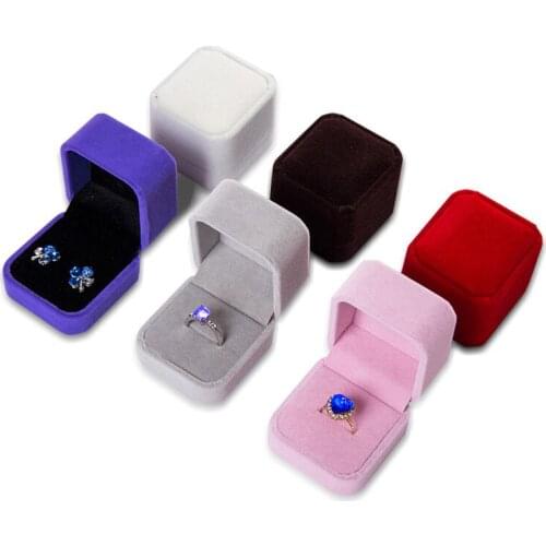 Wholesale 10Pcs Quality Engagement Wedding Velvet Earrings Ring Box Square Amazing Party Ring Jewelry Display Gift Case boxes