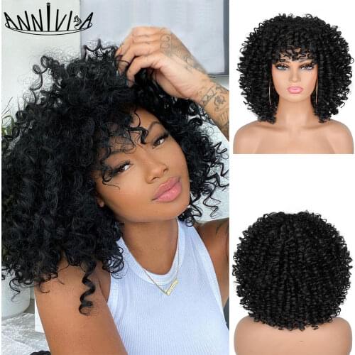 Afro Kinky Curly Wig Synthetic Short Wigs For Black Women Ombre Brown Purple Glueless Natural High Temperature Hair Anniva