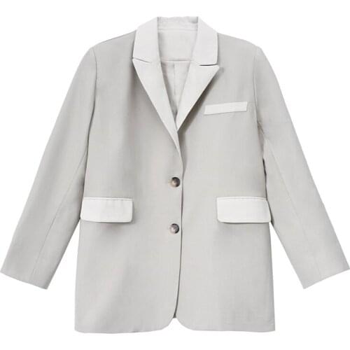 Korean Style Blazer Jacket for Women Spring Fall Clothes Single Breasted Elegant Fashion Loose Casual Suit Coat Ladies L090