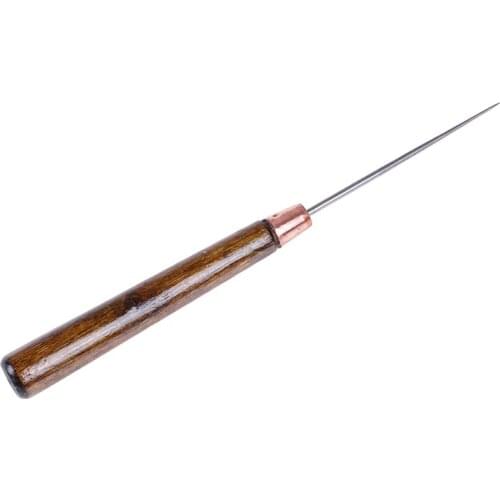 Awl Hand Stitching Taper Leathercraft Needle Tool Kit Sewing Wood Handle Drillable Awl Round Solid Tool for Leather Craft