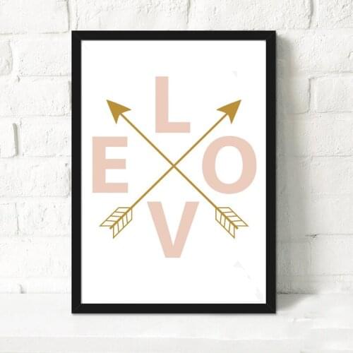 Nordic Pictures Canvas Painting wall art print Abstract Love Letter Golden Black Wall Pictures Living Room Art Decoration