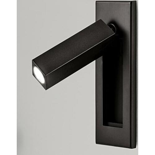 LED iron art embedded swivel wall lamp bedside reading hotel room lamp