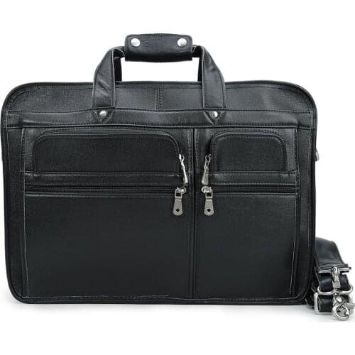 Tiding Designer Luxury Handmade Leather Business Briefcase Mens 17 inch Laptop Bag Crazy Horse Skin Travel Handbag Dark 1304