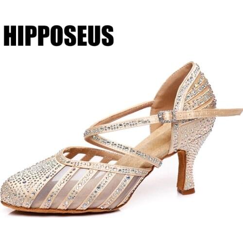 Hipposeus Dance Shoes Women Latin Girls Ballroom Salsa Dance Shoes Ladies Tango Modern Soft Bottom Dancing Shoes Professional