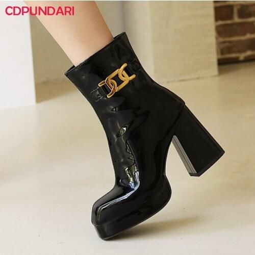 Black White Super High Heels Platform Ankle Boots For Women Spring Autumn Short Boots Shoes Bottes Plateforme Femme