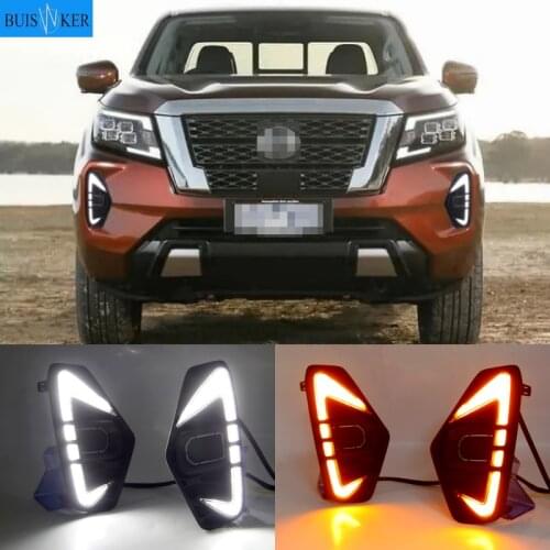 1Pair Car light For Nissan Navara NP300 2020 2021 LED Daytime Running Light DRL with yellow signal