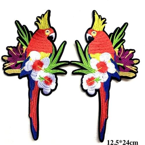 1Pair Parrots Patch for Clothing Iron on Birds Patches for DIY Fashion Clothes Bags Shooes LSHB507