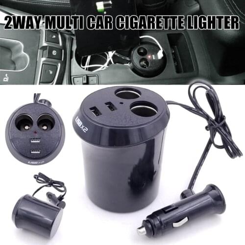 1pc Cup Shape 2Way Car Cigarette Lighter Socket Dual USB Charger Splitter Adapter For Phone Pad GPS Accessories