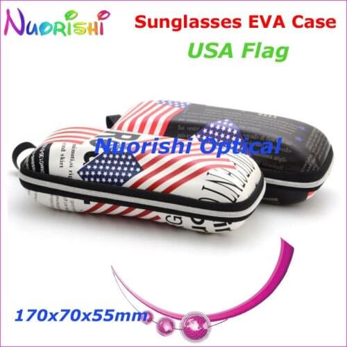 20pcs Fashion USA Flag Painting Eyeglass Glasses Sunglasses Eyewear Zipper 2 Colors EVA Hard Case Box ML030 Free Shipping