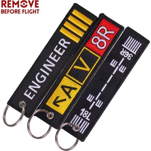 3PCS/LOT Remove Before Flight Embroidery Letter Motorcycles Key Chain and Jacket Engineer Aviation Gifts Tag Luggage chaveiro de