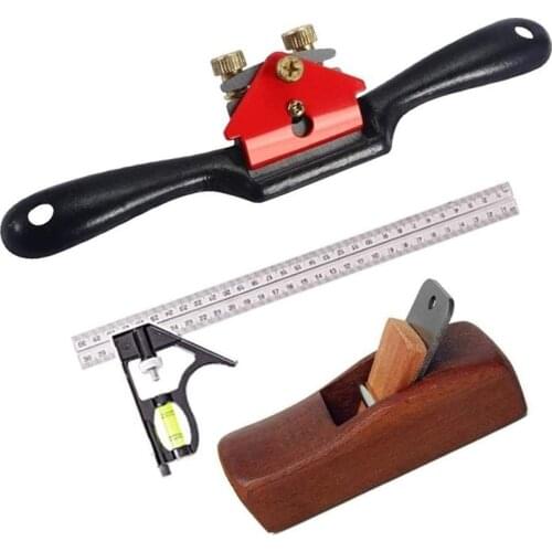 3PCS Carpentry Tools,Adjustable 9 Inch Spoke Shave with Flat Base and Metal Blade,4 Inch Mini Carpenter Wood Planer,12 Inch Comb