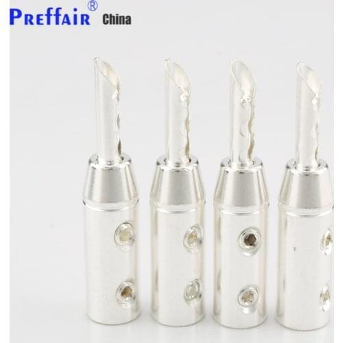 4Pcs Silver plated Banana Connector Silver plated BFA Connectors plugs BFA plug