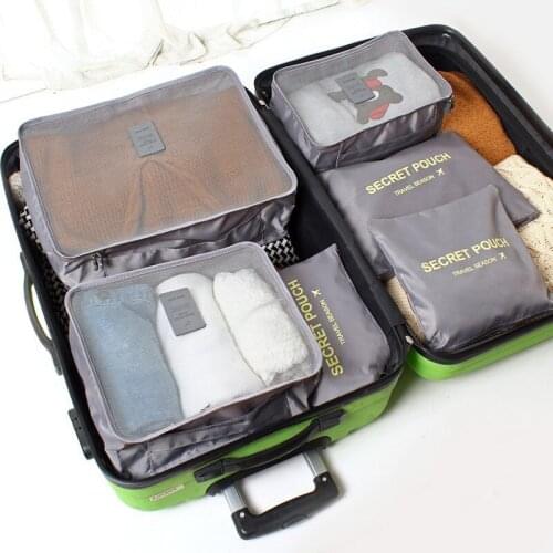 6Pcs/Set Large Travel Organizer Bag Clothes Pouch Portable Storage Case Luggage Suitcase Chic Bags Unisex Use Travel Accessories
