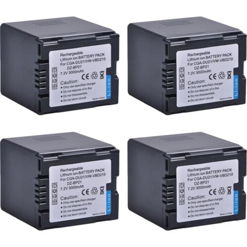 4X 3000mAh CGA-DU21 CGA DU21 Battery for PANASONIC CGR-DU06 DU07 NV-GS10 CGA-DU12 CGA-DU14 CGA-DU21 GS100K GS17E PV-GS65