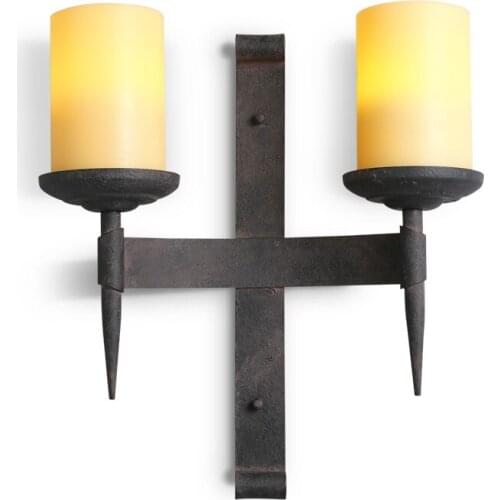 American Loft StyIe Industrial Wall Lamp Vintage LED Retro Lights Iron Wall Sconce 2 Heads Marble Antique Home Lighting Fixture