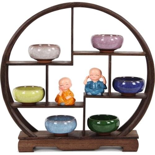 Antique Wooden Decoration Craft Treasure Cabinet Display Shelves Of Chinese Style Furnishing Articles Teapot Shelf