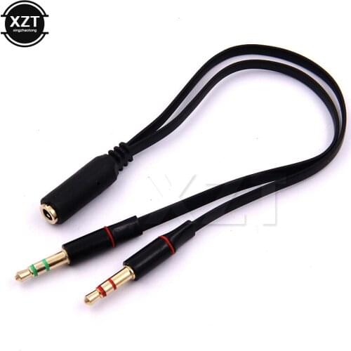 3.5mm 1 Female to 2 male Headphone Earphone Audio Cable Micphone Splitter Adapter Connected Cord to Laptop PC