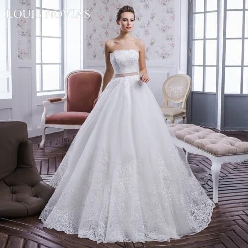Louis Novias Ball Gown Wedding DressesHigh-end Strapless Exquisite Embroidery Slim Lace Princess Lace Up Light Wedding Dress