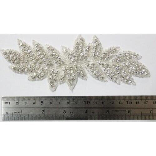 Free Shipping 10 pcs/lot 7'' Rhinestone Applique for Wedding Gown Bridal Sash Evening Wear Rhinestone Patch LSAP0904