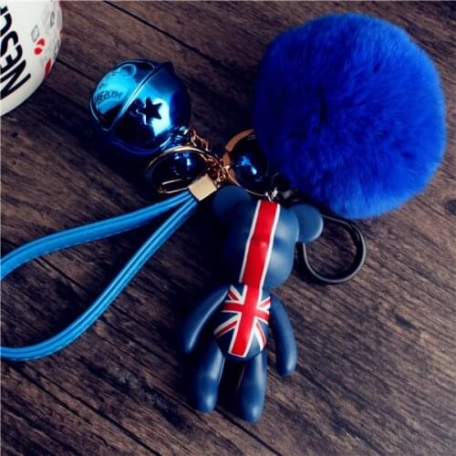 Bomgom Flashlight Glowing Camera Fur Pompom Cartoon Popobe Gloomy Bear Keychain Bag Charm Holder Key Chain Key Ring Pendant Toys