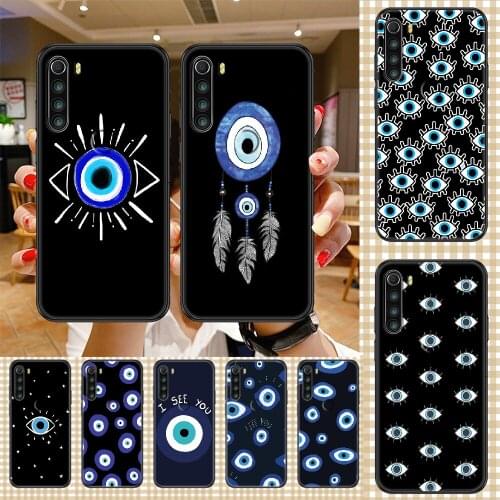 Abstract Art Evil Eye Turkey Phone case For Xiaomi Redmi Note 7 7A 8 8T 9 9A 9S 10 K30 Pro Ultra black painting cell cover