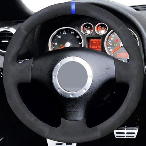 DIY Black Soft Suede Leather Car Steering Wheel Cover For Audi A2 8Z A3 8L Sportback A4 B6 Avant A6 C5 A8 D2 TT 8N S3 S4 RS 4 RS