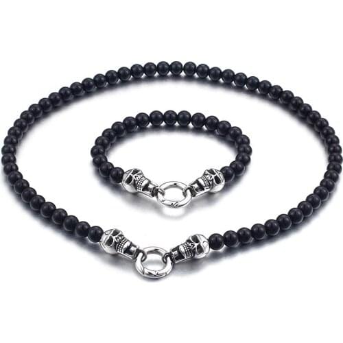 Europe and the United States trend skull necklace punk wind skull head beads bracelet jewelry