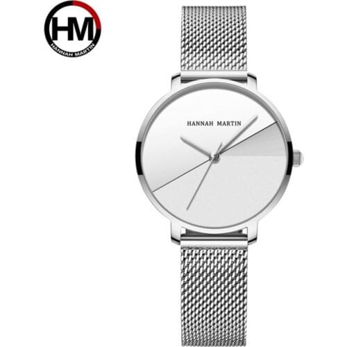 Hannah Martin Dropshipping A++++ Quality Japan Quartz Movement Stainless Steel Mesh Wrist Watch Women Waterproof Watches FD2901