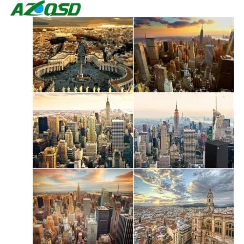 AZQSD Coloring Picture By Numbers City Lake Acrylic Paint Gift Painting By Numbers Landscape Decor For Home Handmade Gift