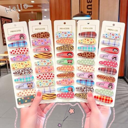 Korean BB Clip Hair Accessories Cartoon Lattice Barrettes Cute Kids Hairpin Broken Hairpin No Hair Injury Versatile Side Clip