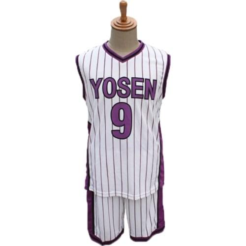 BASKET BALL Kuroko no Basuke Cosplay Costume Yosen School #9 Murasakibara Atsushi Jersey Sportswear Uniform
