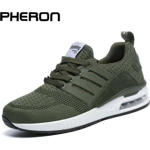 Professional Air Cushion Mesh Breathable Running Shoes Army Green Spring Autumn Walking Shoes Men Women Sneakers Size 36-45