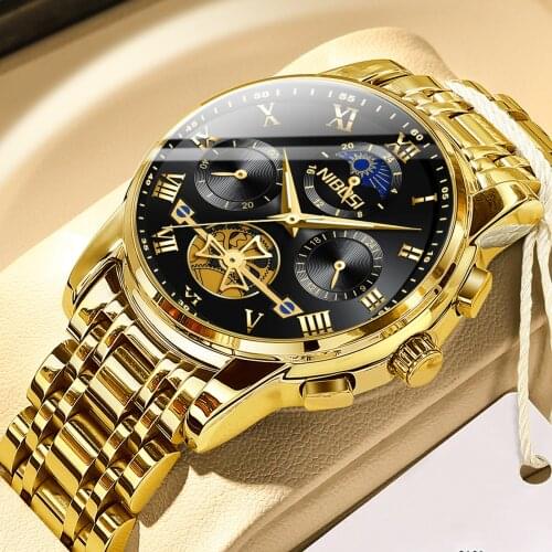 NIBOSI 2021 Fashion Tourbillon Shape Mens Watches Chronograph Waterproof Auto Date Sport Quartz Watch for Men Relogio Masculino