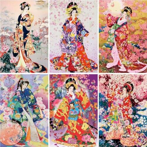 MomoArt Full Drill Diamond Painting Japanese Woman Crafts Kit 5D DIY Diamond Embroidery Portrait Wall Decor