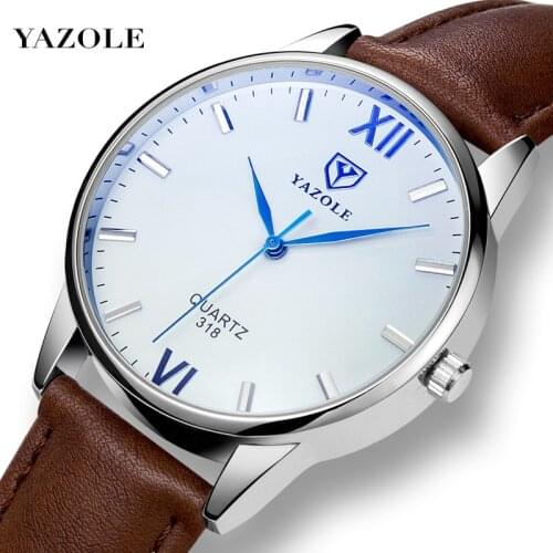 YAZOLE Watch Men 318 Leather Strap Waterproof Quartz Watch For Men Fashion Casual Mens Watch Wristwatch Hot Sales #Reloj Hombre