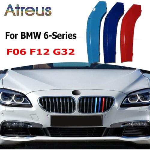 3pcs ABS Car Grille Sticker Strip Cover Trim Clip For 6-Series BMW G32 F12 F06 6 Series GT M style Accessories 2020 2019 2018