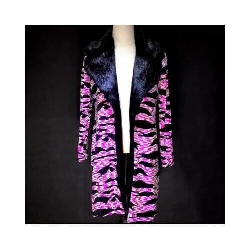 2021 New Fashion Bar Nightclub Ds Male Performance Costume Fluorescent Pink Colorful Fur Coat Hip Hop Stage Men Slim Jacket