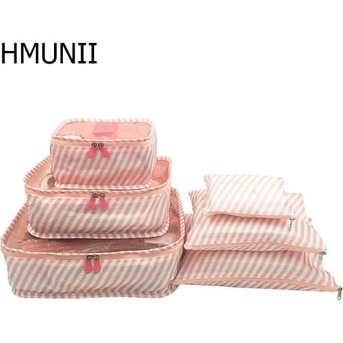 HMUNII NEW 6pcs/set Baggage Travel Organizer Bag Waterproof Luggage Organizer Suitcase Bag Clothes Arrange Travel Accessories