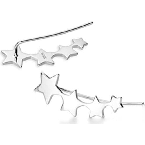 New Copper Star Stud Ear Crawler Earrings Gold Ear Climbers Cluster Star Earrings Ear Pins Gift серьги