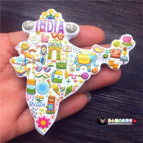 New Design 3D Printing Map of India Souvenir Resin Decorative Refrigerator Magnet Tourist Travel GIFT IDEA